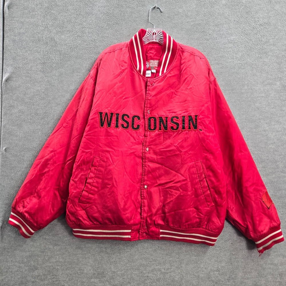 VINTAGE Wisconsin Badgers Men Jacket XL Varsity Logo Collegiate Turbo Zone 90s